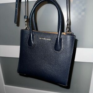 Michael Kors Navy Blue Leather Satchel